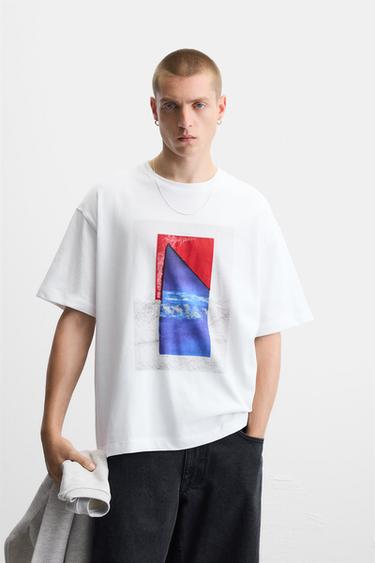 PRINTED PATCH T-SHIRT - White by Zara