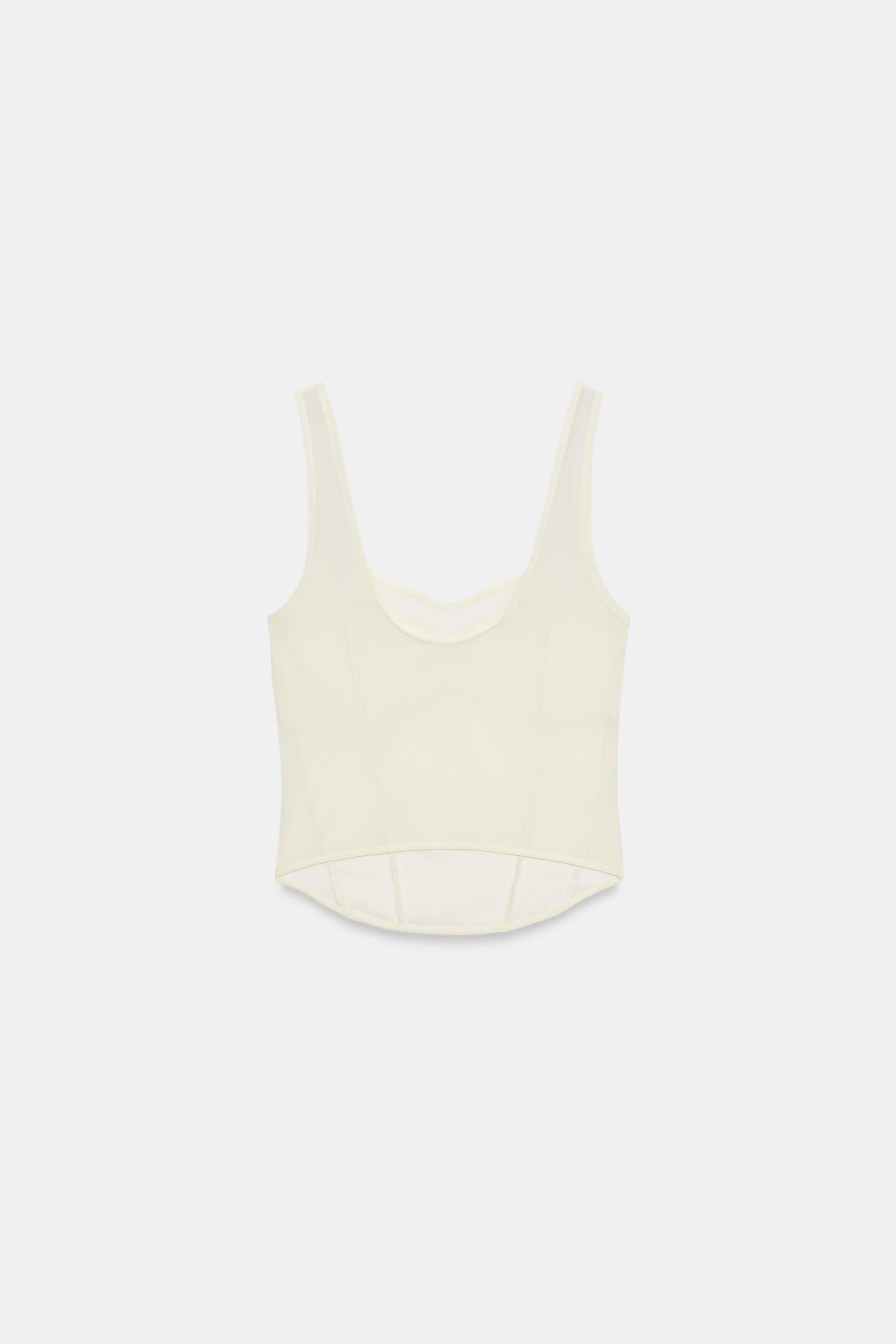 MIXED FABRIC CORSET-STYLE TOP