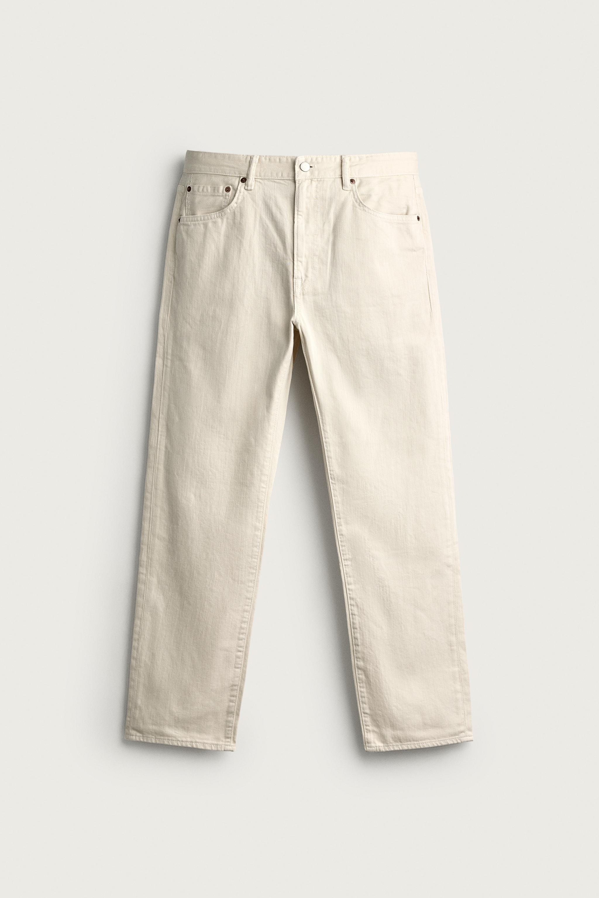 LIGHTWEIGHT REGULAR FIT JEANS — Ecru