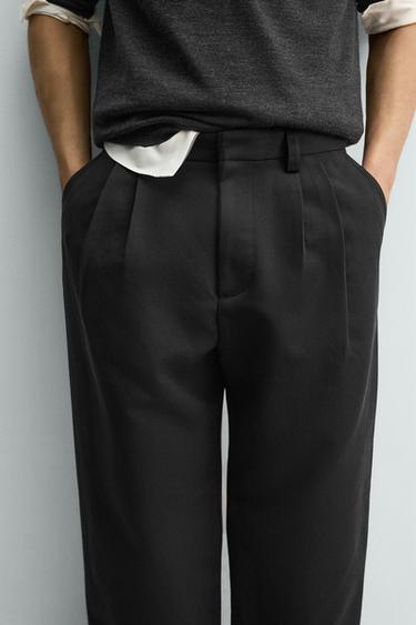 WIDE-LEG PLEATED TROUSERS - Black by Zara - Image 5