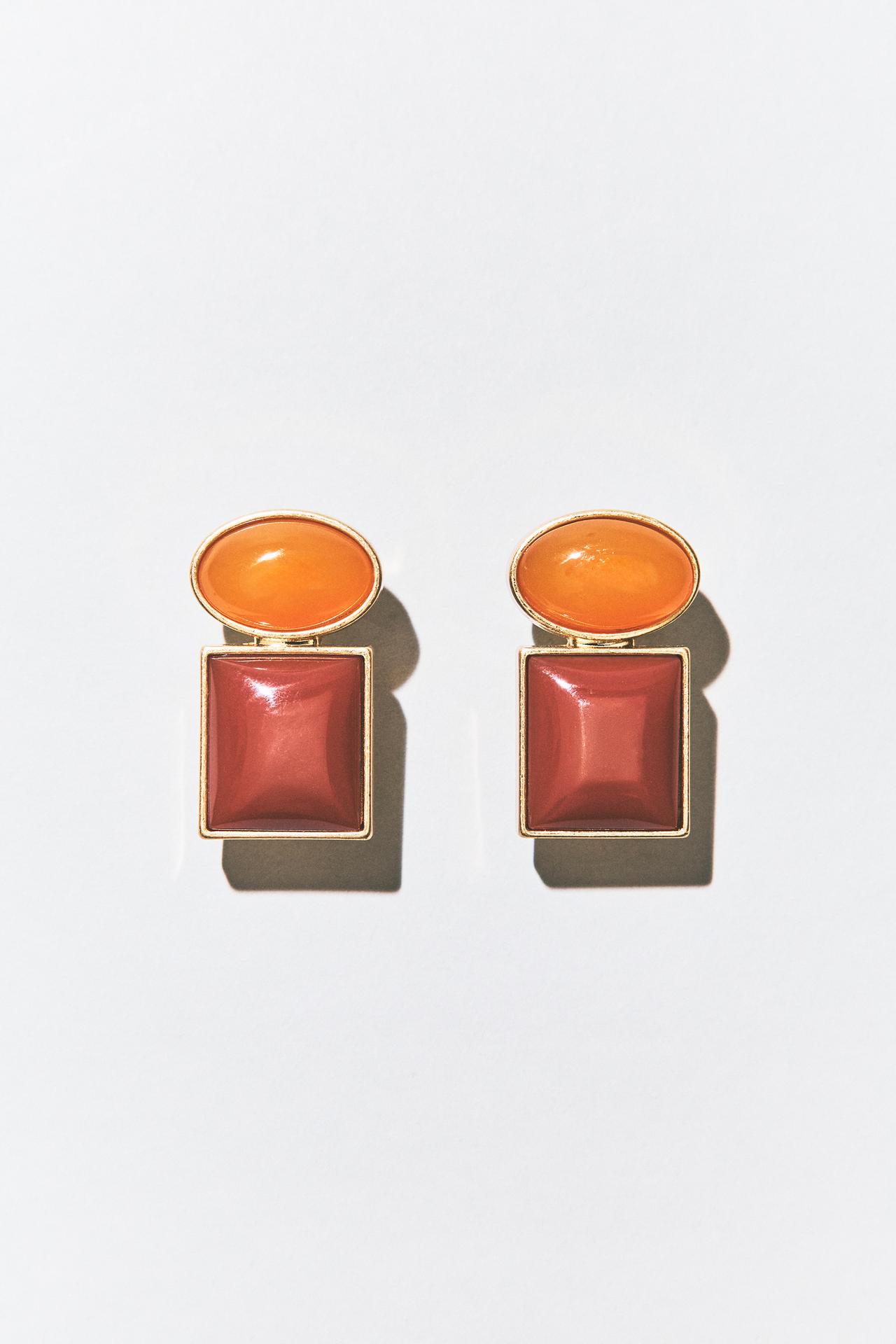 GEOMETRIC RESIN EARRINGS — Orange