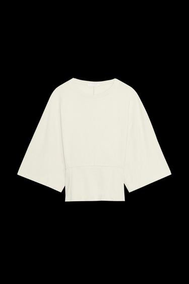 Zara COTTON T-SHIRT - Ecru - Image 0