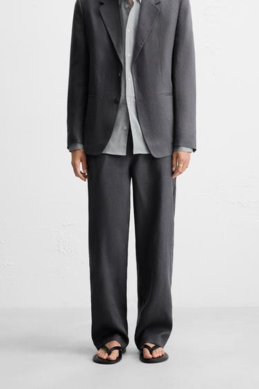 100% LINEN SUIT TROUSERS - Dark grey by Zara
