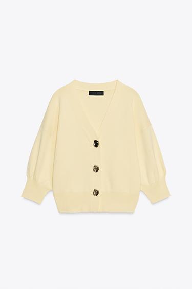 CARDIGAN WITH THREE-QUARTER SLEEVES - Yellow by Zara - Image 5