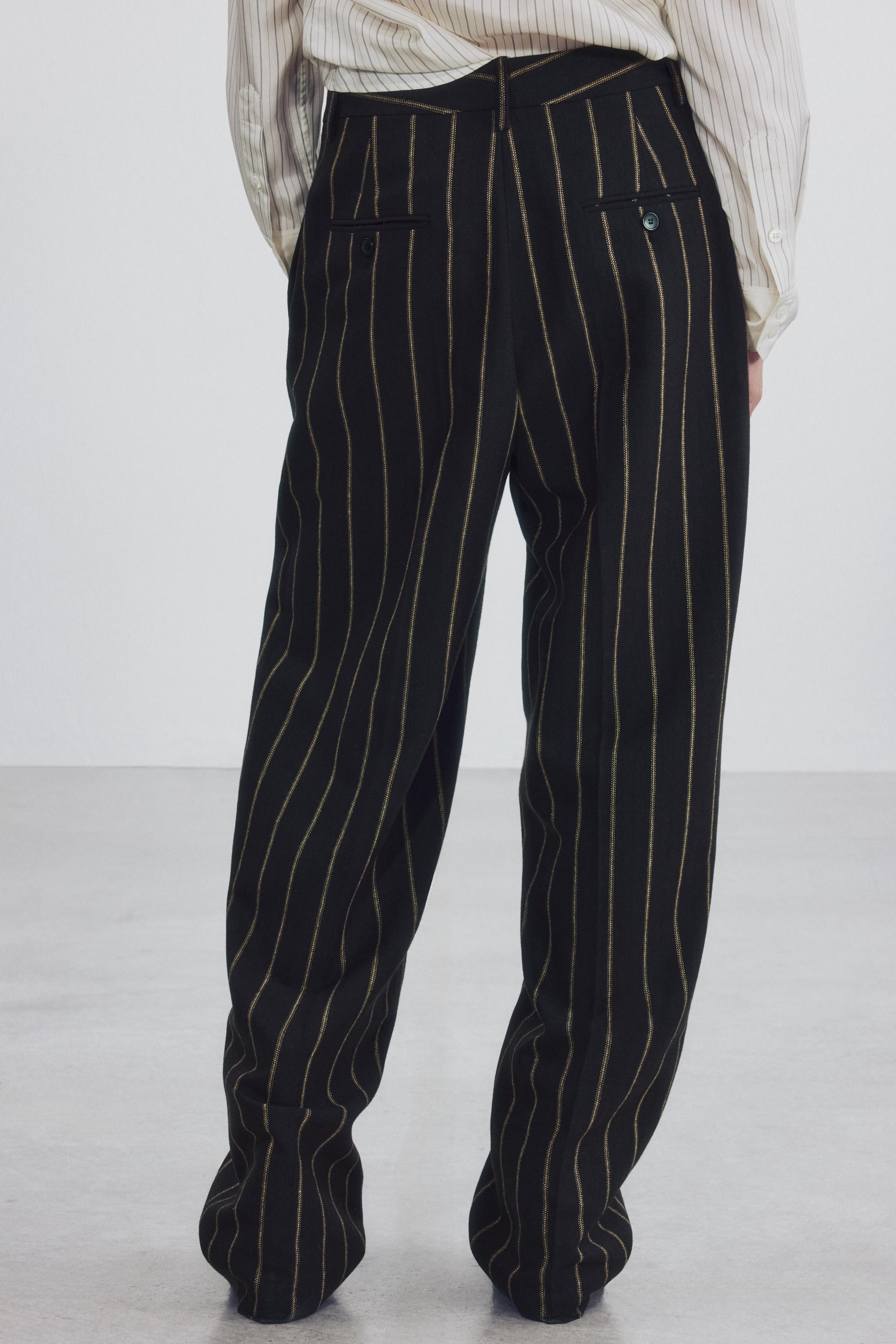 STRIPED ZW COLLECTION pants - Brown | ZARA United States