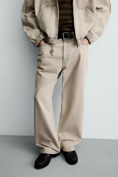 JEAN COUPE LOOSE - Écru / Marron de Zara - Image 4