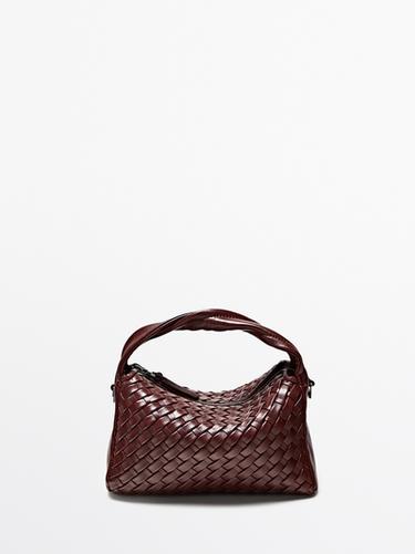 Zara Nappa leather braided mini bag - Burgundy