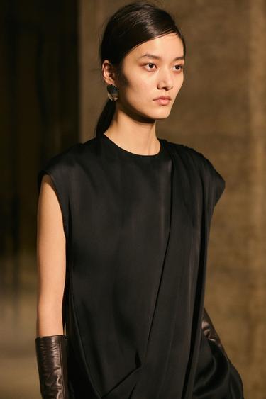 Flowing asymmetric top with gathered detail – LIMITED EDITION — Black 1