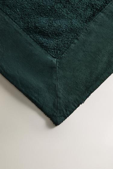 COTTON BEACH TOWEL WITH LINEN BORDER - Green by Zara - Image 3