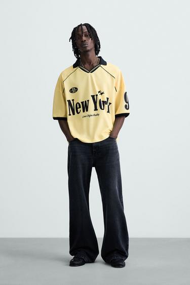 RETRO FOOTBALL PRINT POLO SHIRT - Light yellow by Zara - Image 0