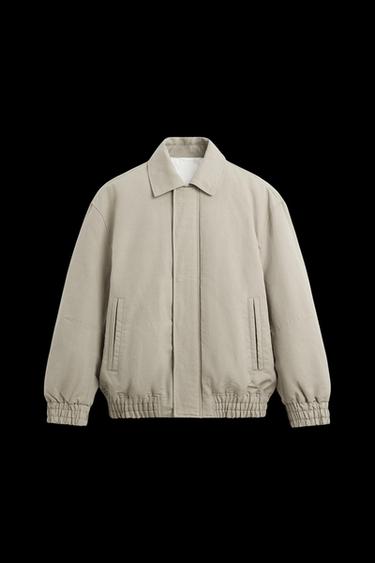 PADDED COTTON/LINEN JACKET - Light grey by Zara - Image 0