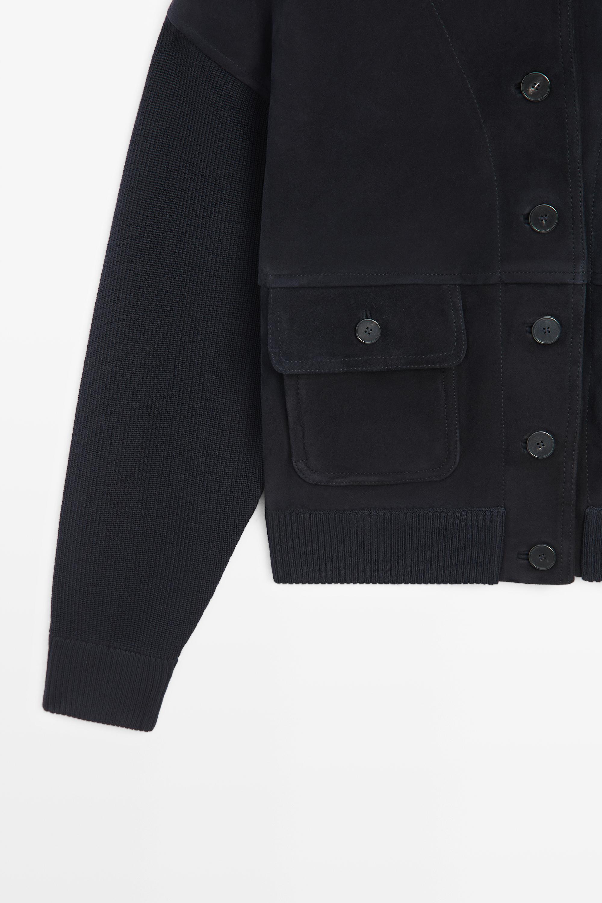 Blouson combiné cuir daim