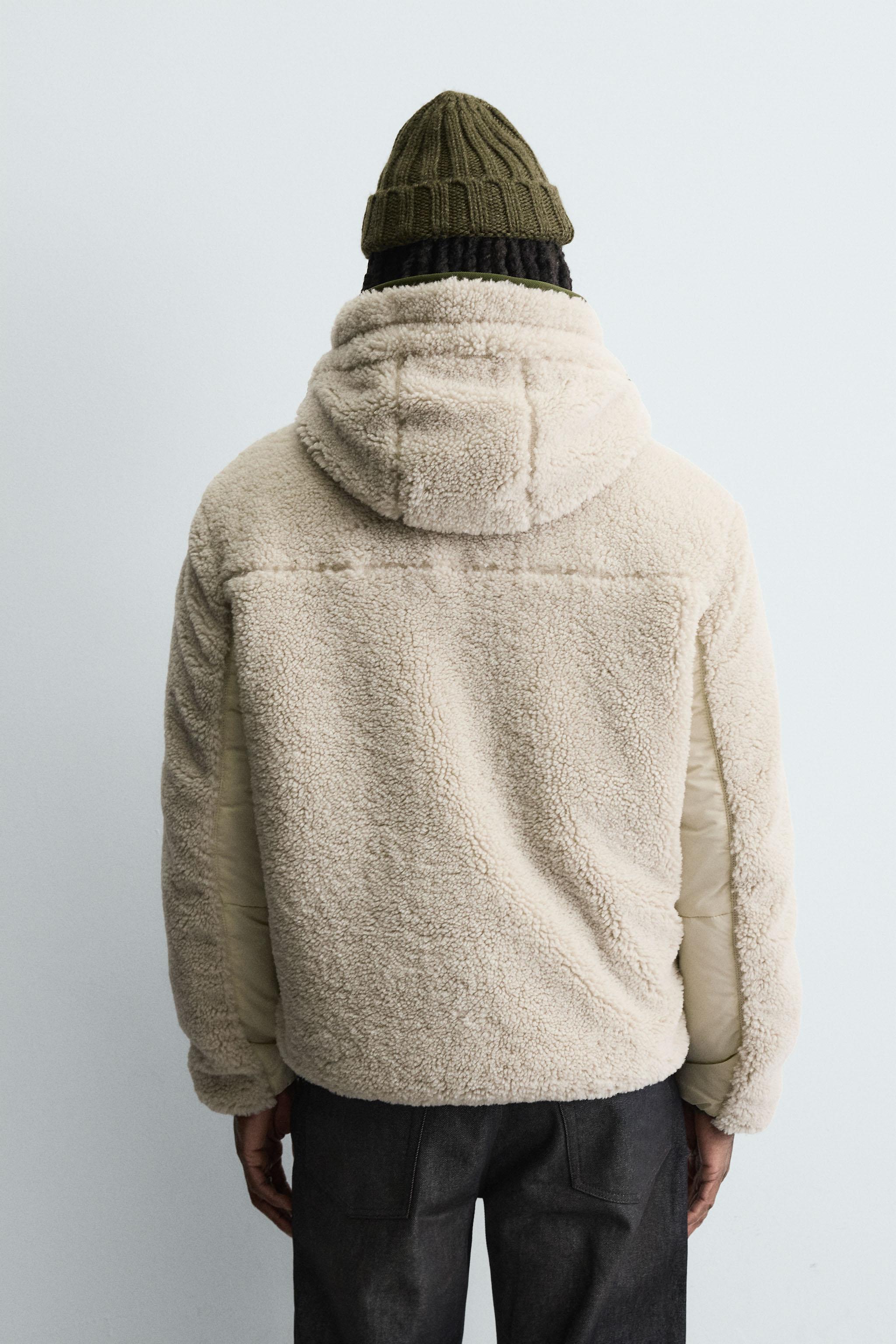 COMBINATION FAUX SHEARLING JACKET