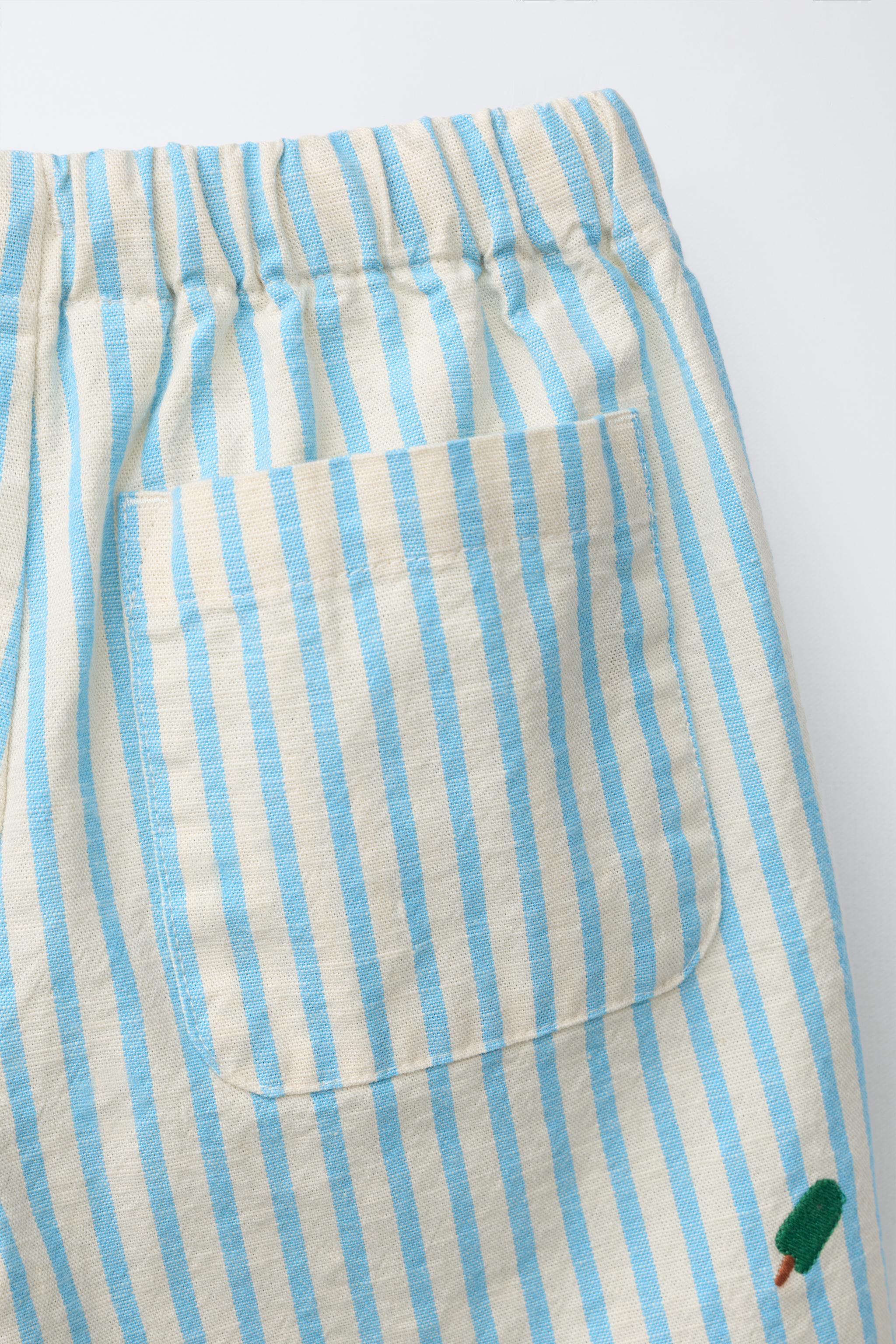 Детские шорты Zara EMBROIDERED STRIPED SHORTS — фото 4