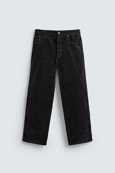 REGULAR FIT CORDUROY TROUSERS - Dark navy by Zara