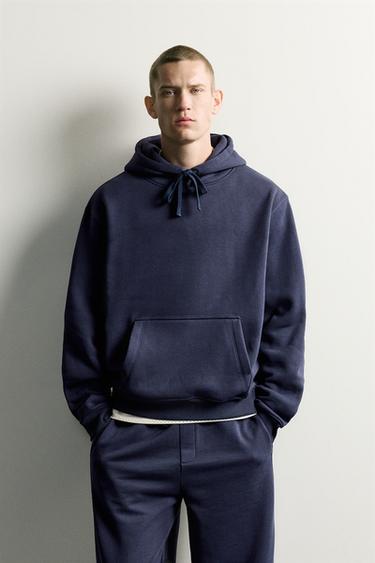 BASIC RELAXED FIT HOODIE — Navy blue 2