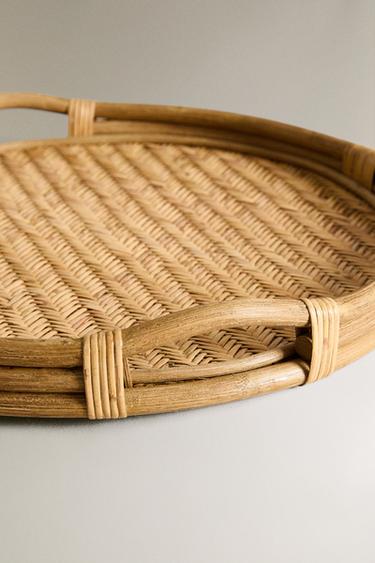 BAMBOO AND RATTAN TRAY - Light beige by Zara - Image 3