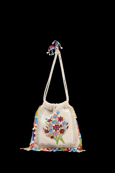 FLORAL EMBROIDERED BUCKET BAG - Multicoloured by Zara - Image 0