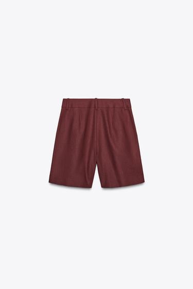 BERMUDA À PINCES AVEC LIN - Grenat de Zara - Image 3