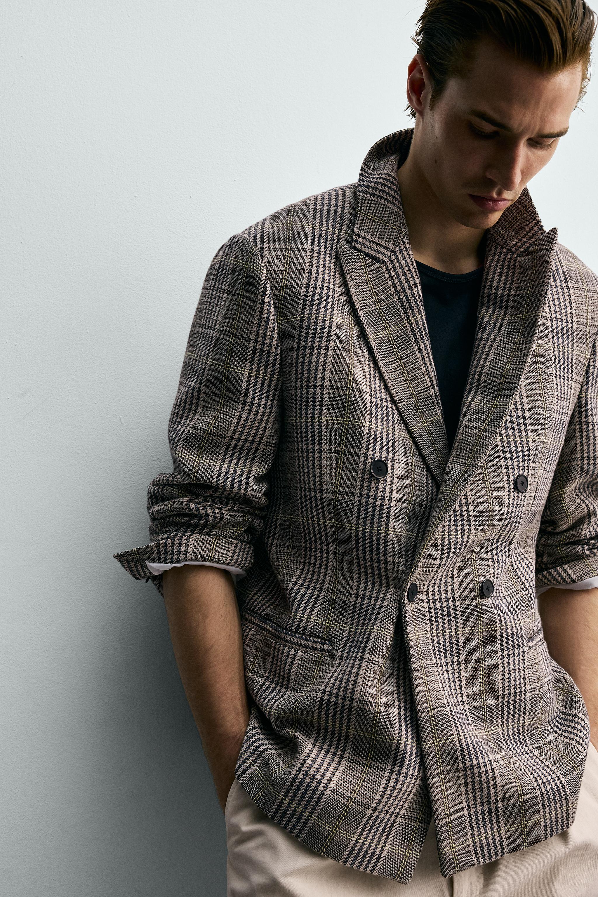 VESTE À BOUTONNAGE CROISÉ CARREAUX