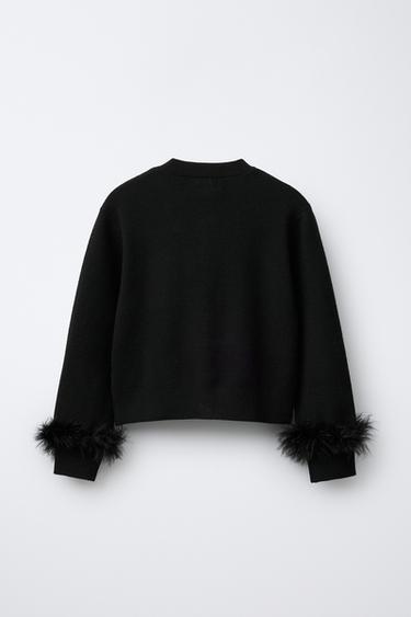 GILET EN MAILLE PLUMES DÉTACHABLES - Noir de Zara - Image 2