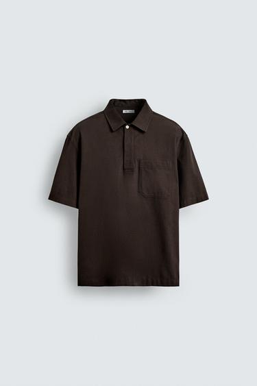 CHEMISE POLO LYOCELL - COTON - Marron de Zara - Image 6