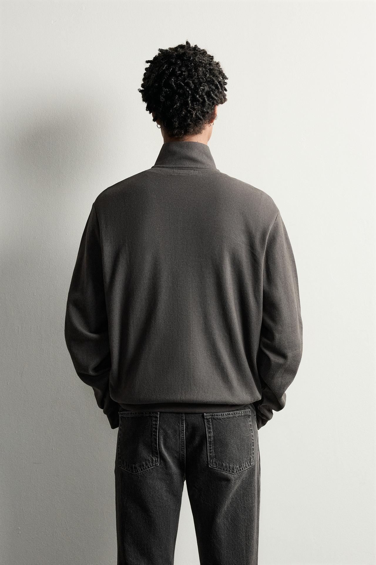 STRIPED REGULAR FIT SWEATSHIRT — Gray
