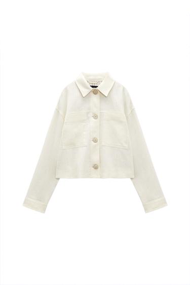 LINEN BLEND CROPPED JACKET