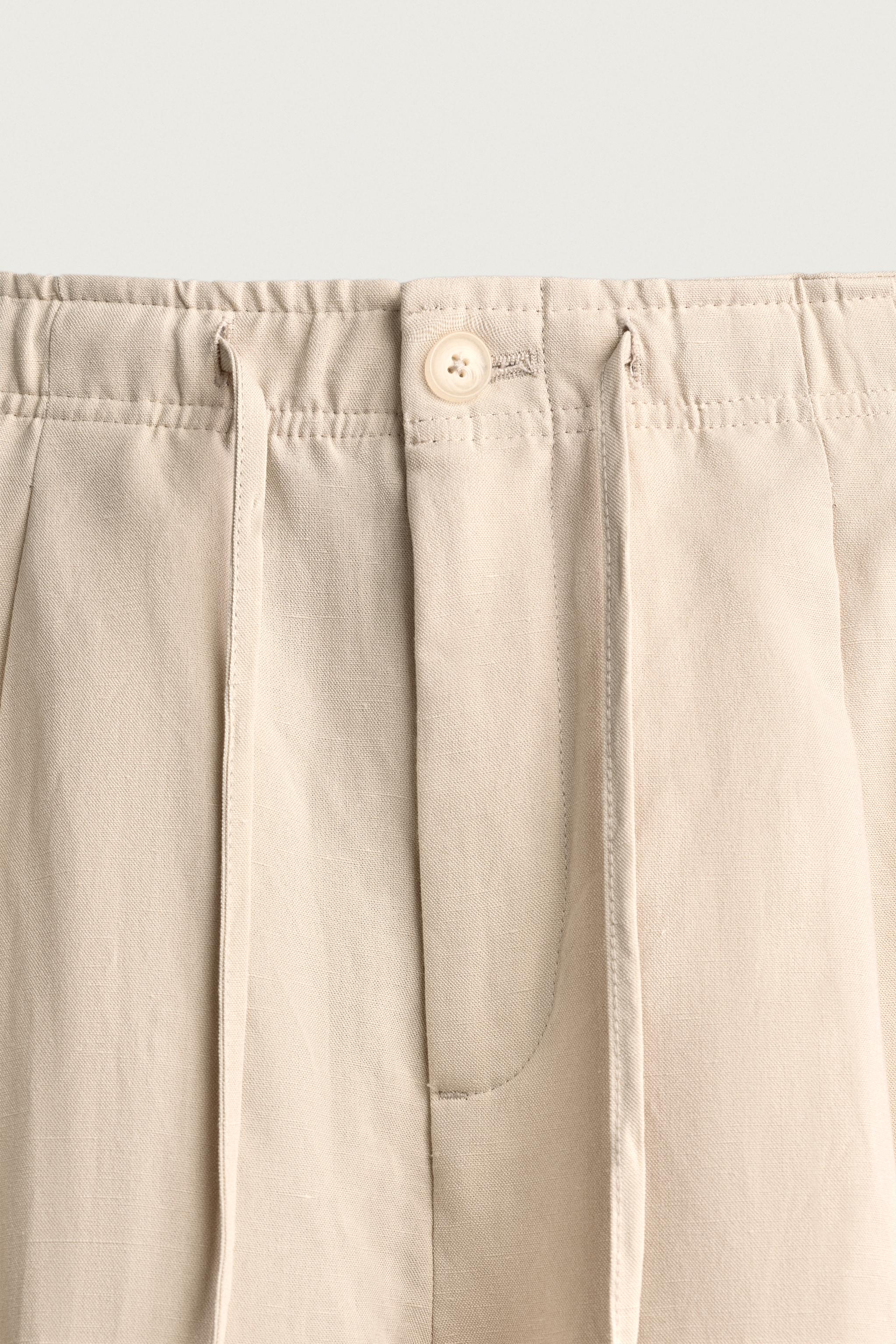 Мужские брюки Zara VISCOSE LINEN BLEND RELAXED FIT PANTS — фото 8