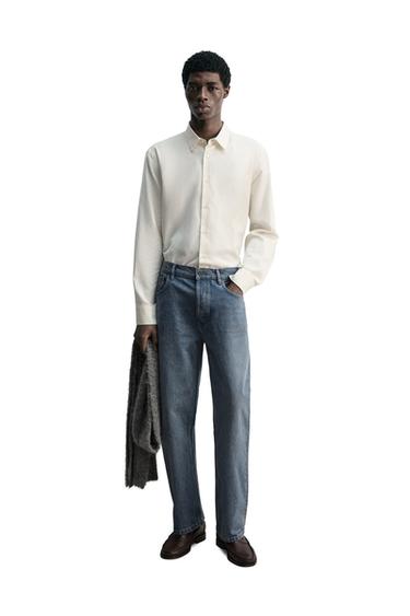 COTTON AND WOOL SHIRT - Oyster-white by Zara