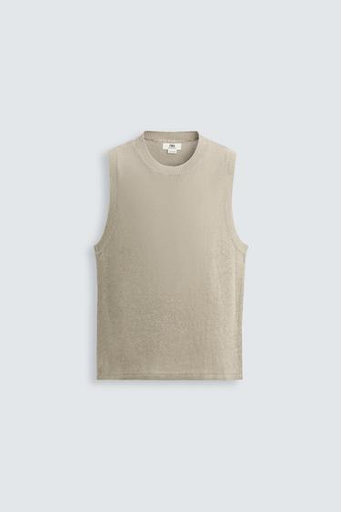 CHALECO PUNTO 100% LINO LIMITED EDITION - Beige claro de Zara