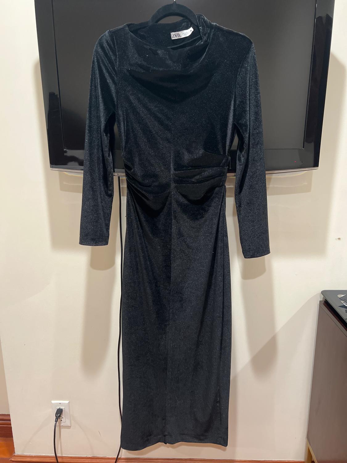 DRAPED VELVET DRESS