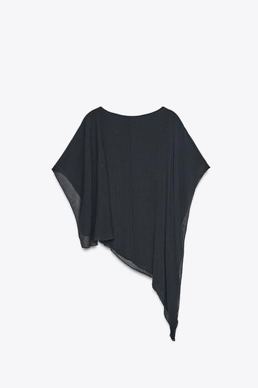 TEXTURED ASYMMETRIC CAPE - Blue by Zara - Image 5