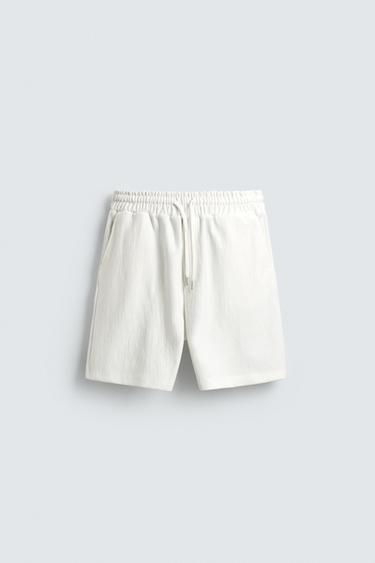 TEXTURED JOGGER BERMUDA SHORTS - Oyster-white by Zara