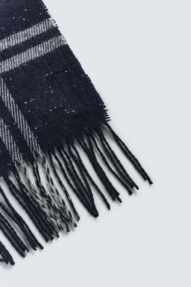 CHECK WOOL BLEND SCARF - Navy blue by Zara - Image 5