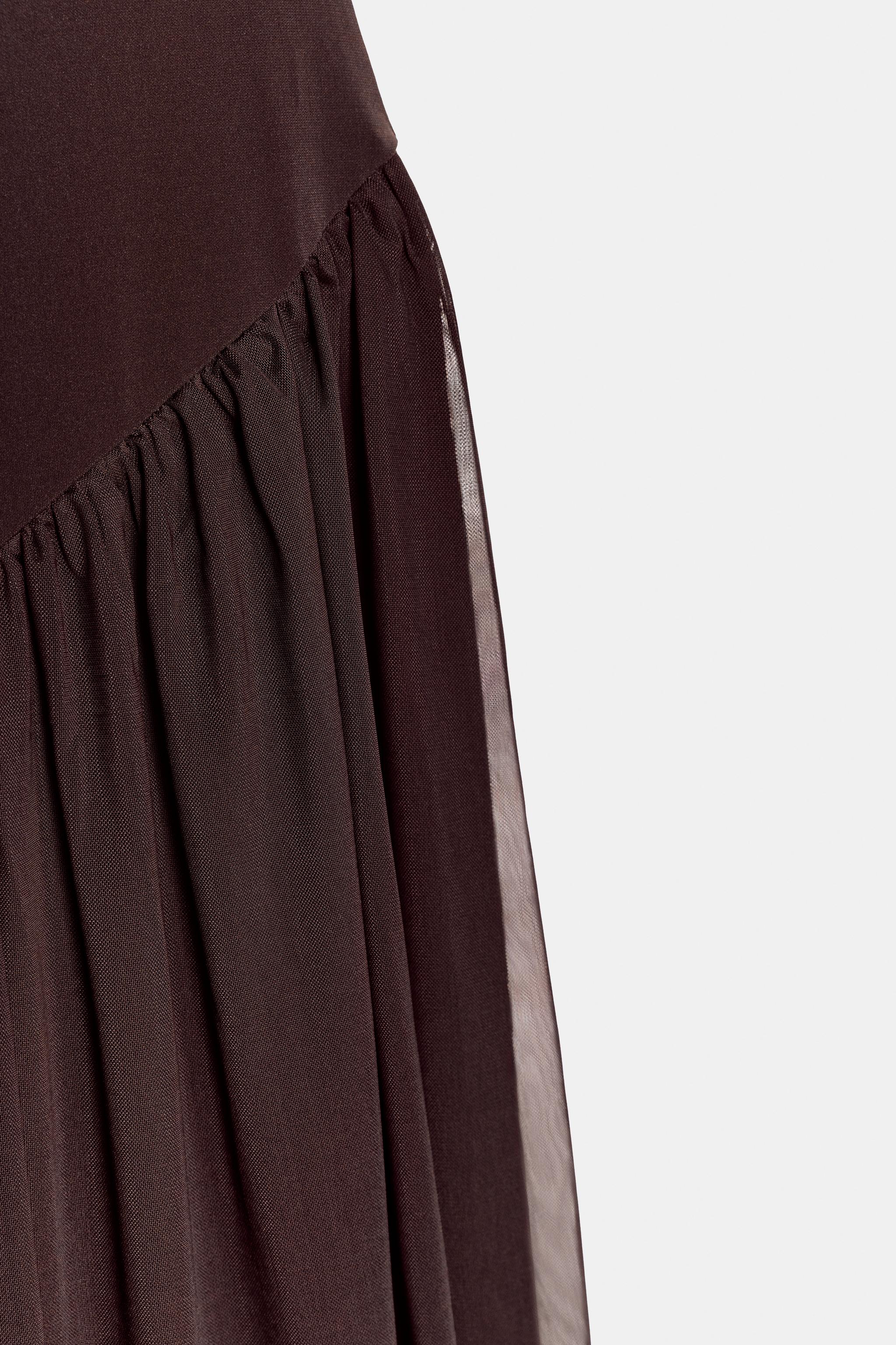 LONG COMBINATION TULLE DRESS