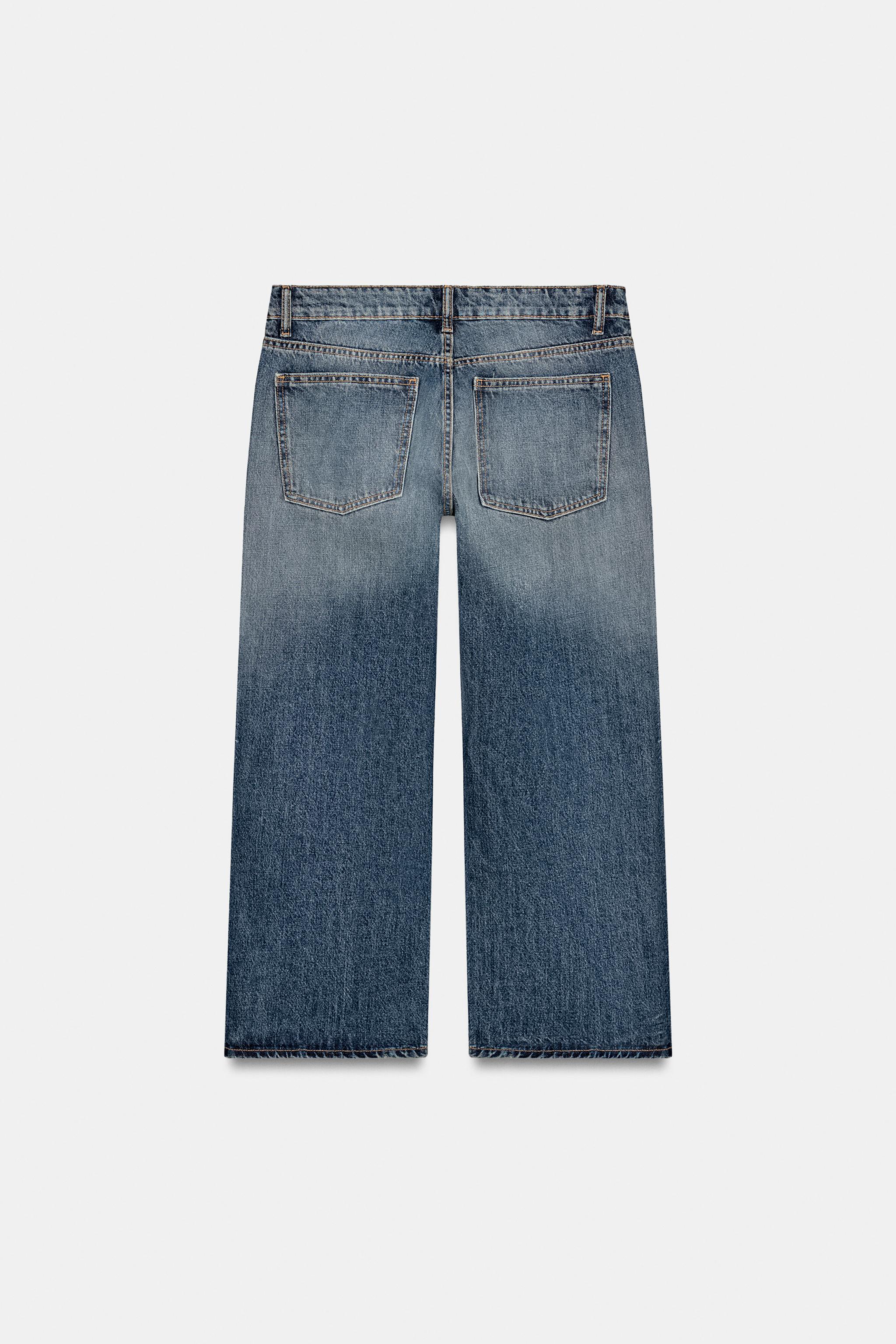 TRF LOW RISE CROPPED WIDE LEG JEANS