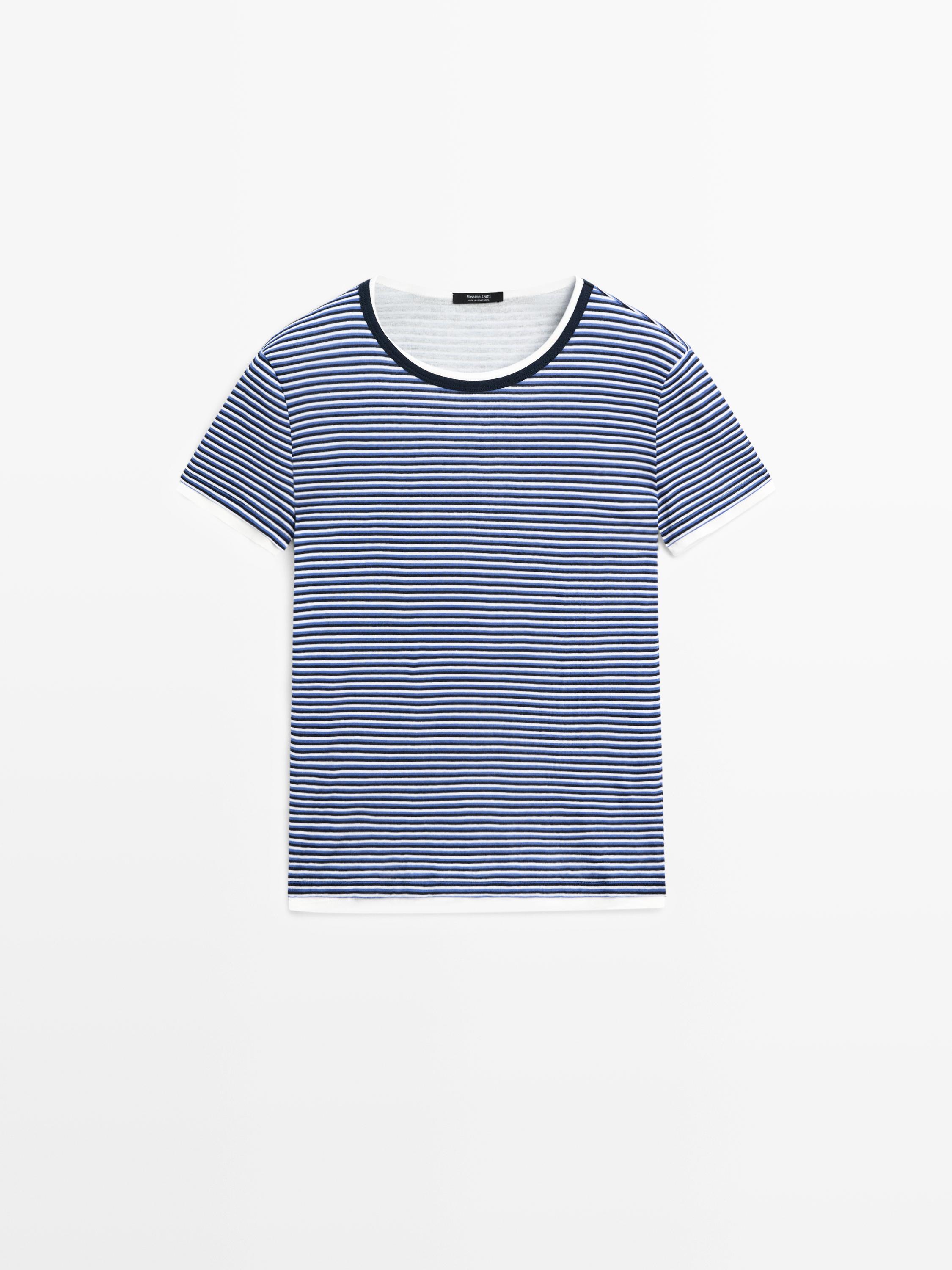 T-shirt double à rayures et manches courtes