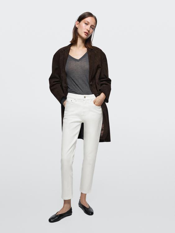 Mid-rise cropped slim fit jeans