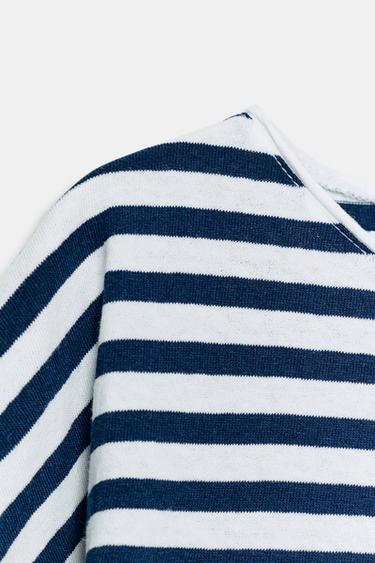 T-SHIRT RUSTIQUE À RAYURES - Bleu / Blanc de Zara - Image 6