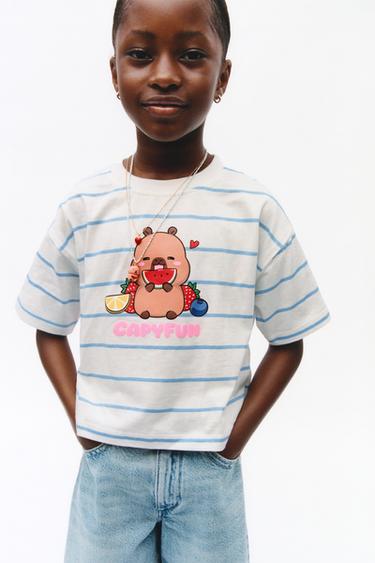 ФУТБОЛКА В ПОЛОСКУ «КАПИБАРА CAPYFUN ©» — БЕЛЫЙ от Zara