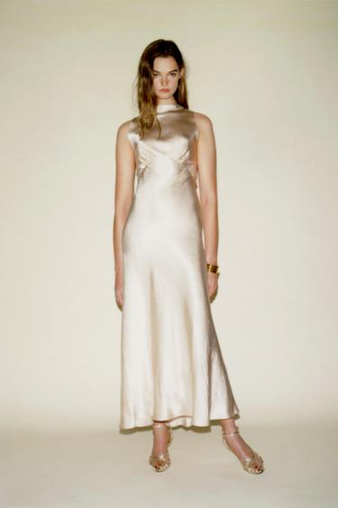 ZW COLLECTION SATIN DRESS - Beige by Zara - Image 0