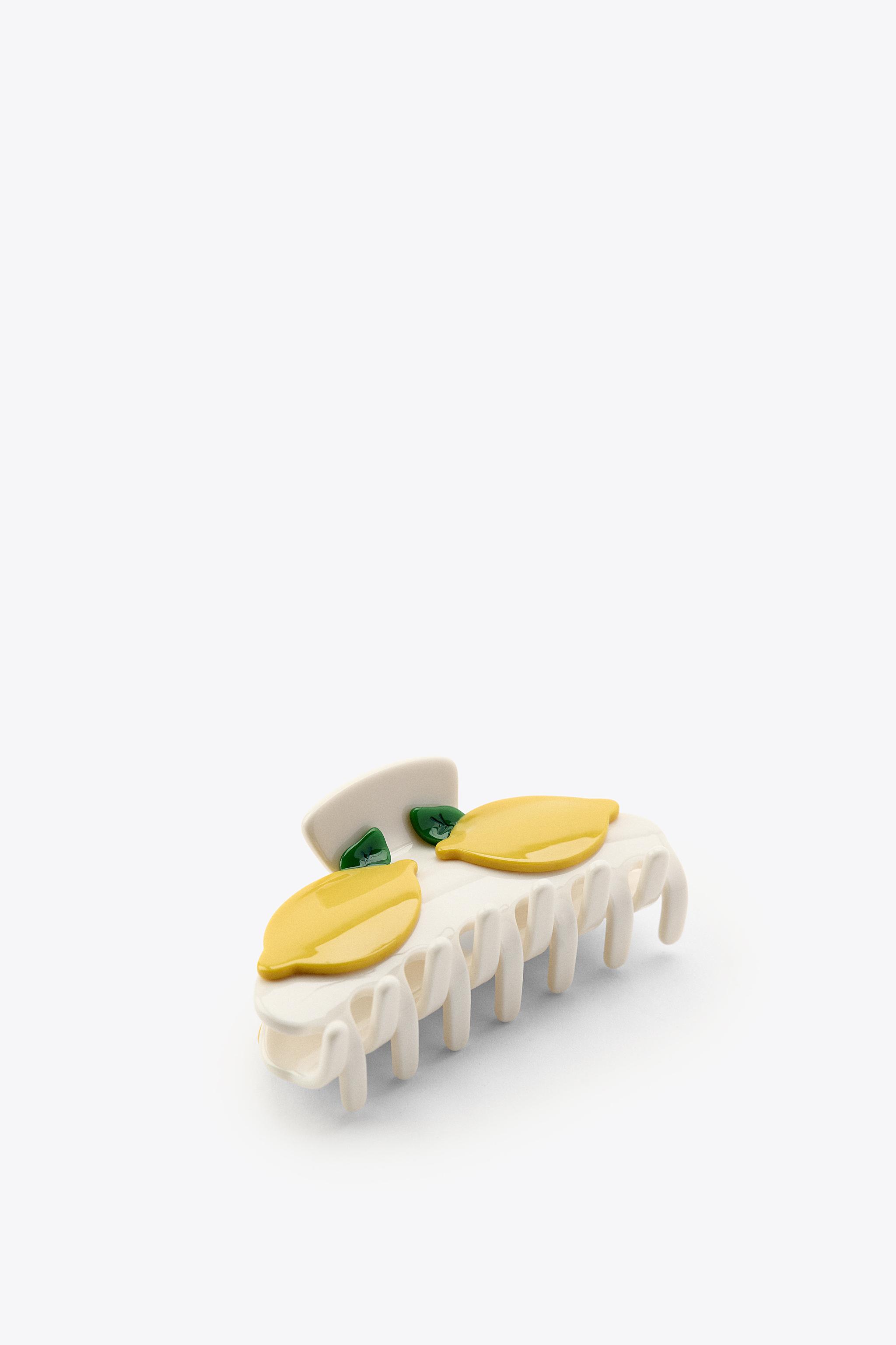 Zara Lemon-Themed Hair Accessory in White and Yellow LEMON HAIR CLIP - Ecru | ZARA Australia main image 2
