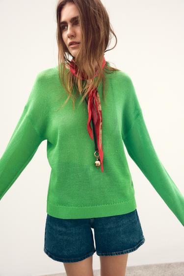 STRAIGHT PLAIN KNIT SWEATER - Green by Zara