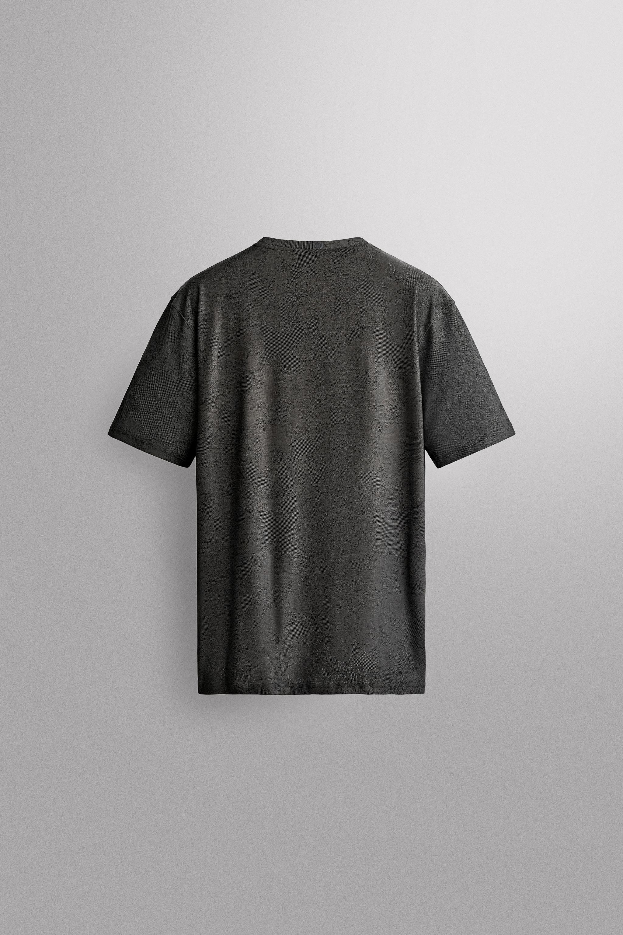 Zara KONTRAST JAKARLI KUMAŞ TEKNİK T-SHIRT görsel 7