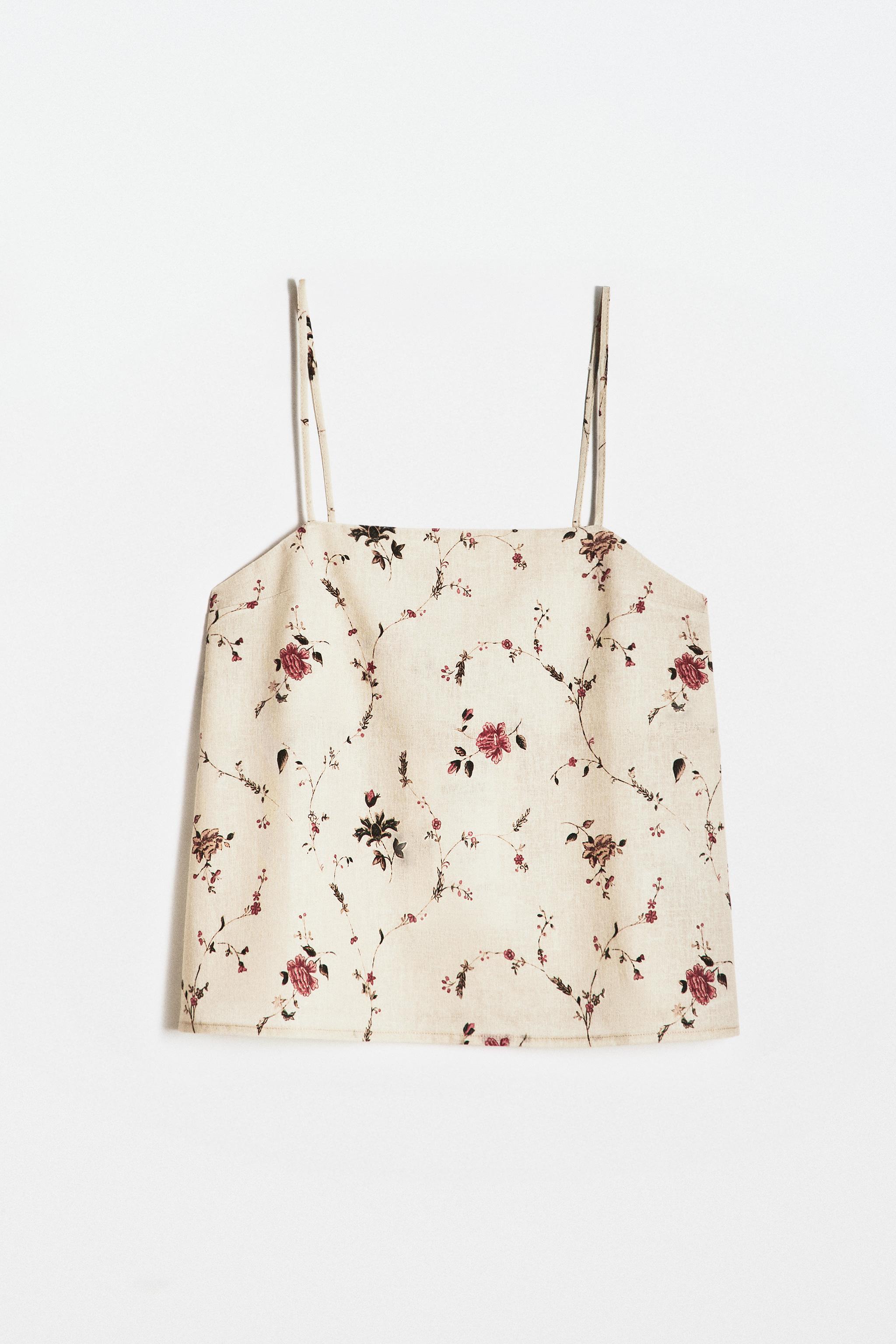 KATHARINE POLE FLORAL COTTON AND LINEN TOP