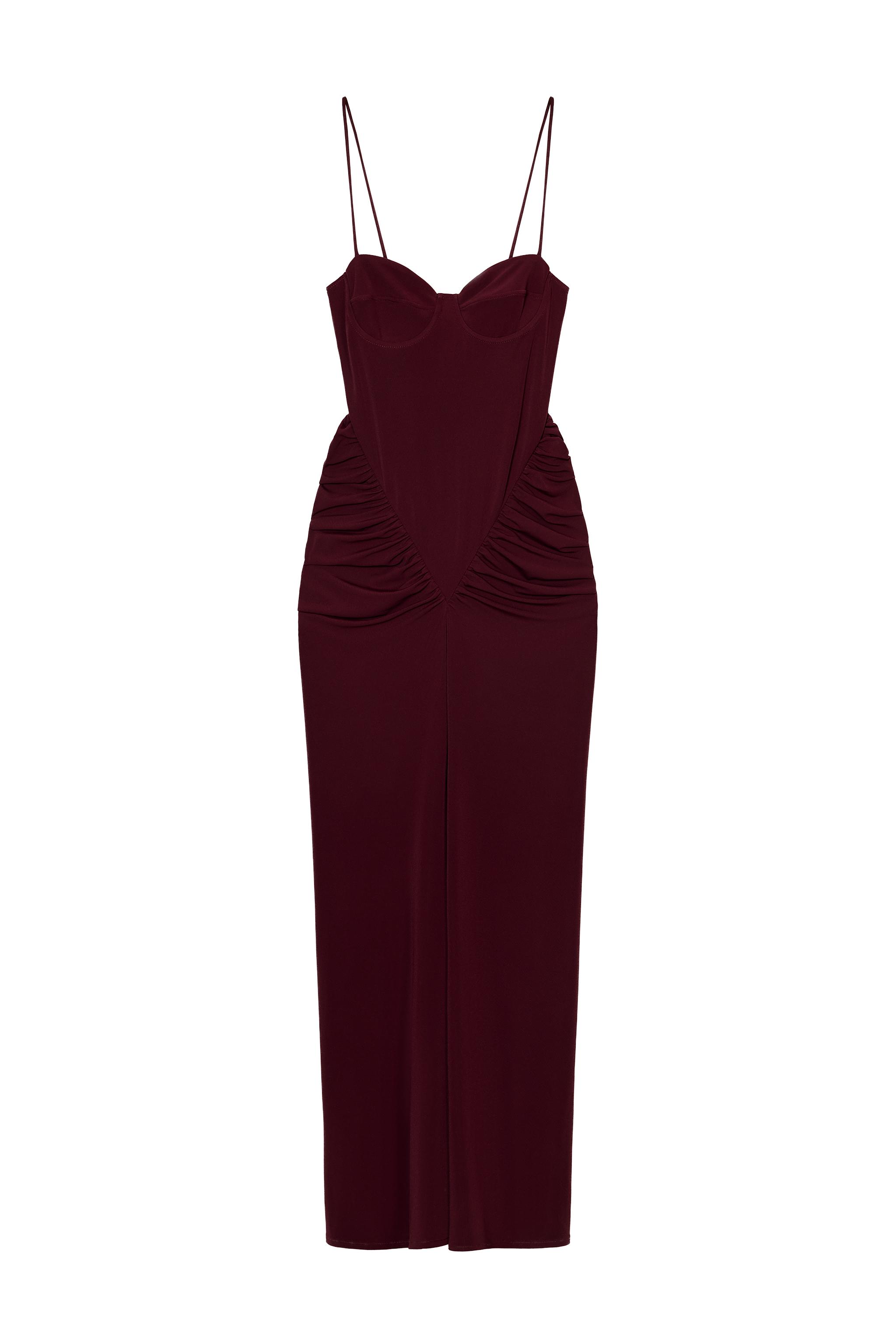 DRAPED BUSTIER DRESS - Burgundy | ZARA United States DRAPED BUSTIER DRESS - Burgundy | ZARA United States