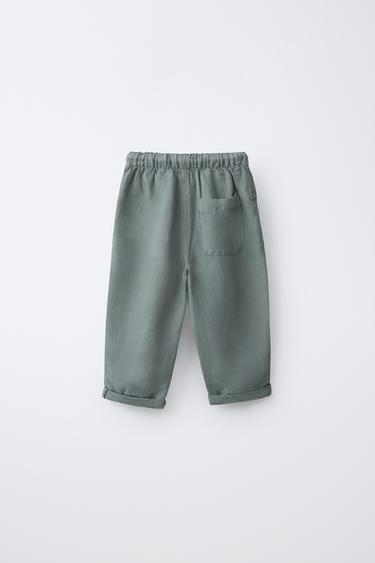 PANTALON FLUIDE AVEC LIN - Vert de Zara - Image 1