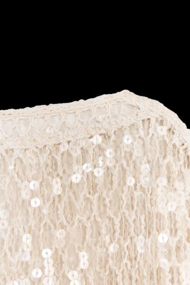 ZW COLLECTION SEQUIN TOP - Beige by Zara