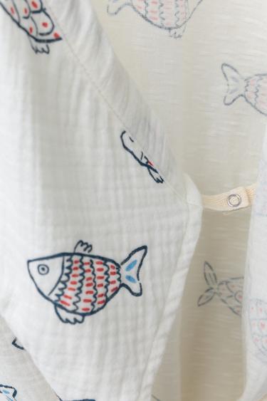 PRINTED FISH WRAP ROMPER - White by Zara - Image 3